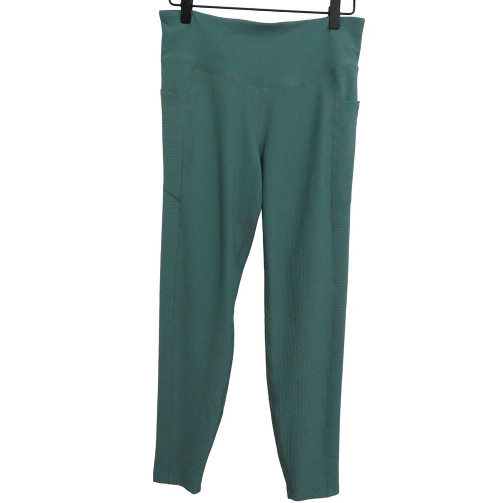 Womens Mint Green Ribbed High Waist Legging